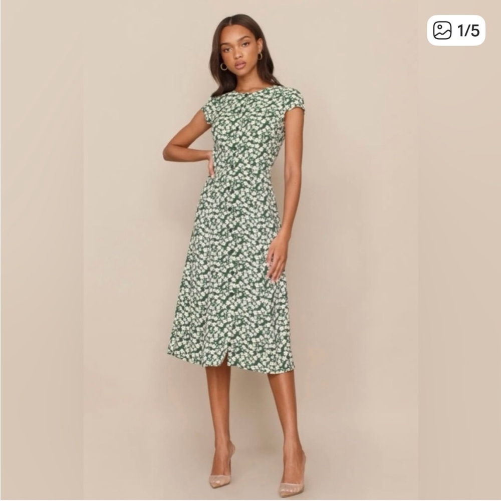 Reformation Fauna Green Midi Dress Size 2 EUC